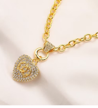 Brand Heart Shape Diamond Pendant Necklace
