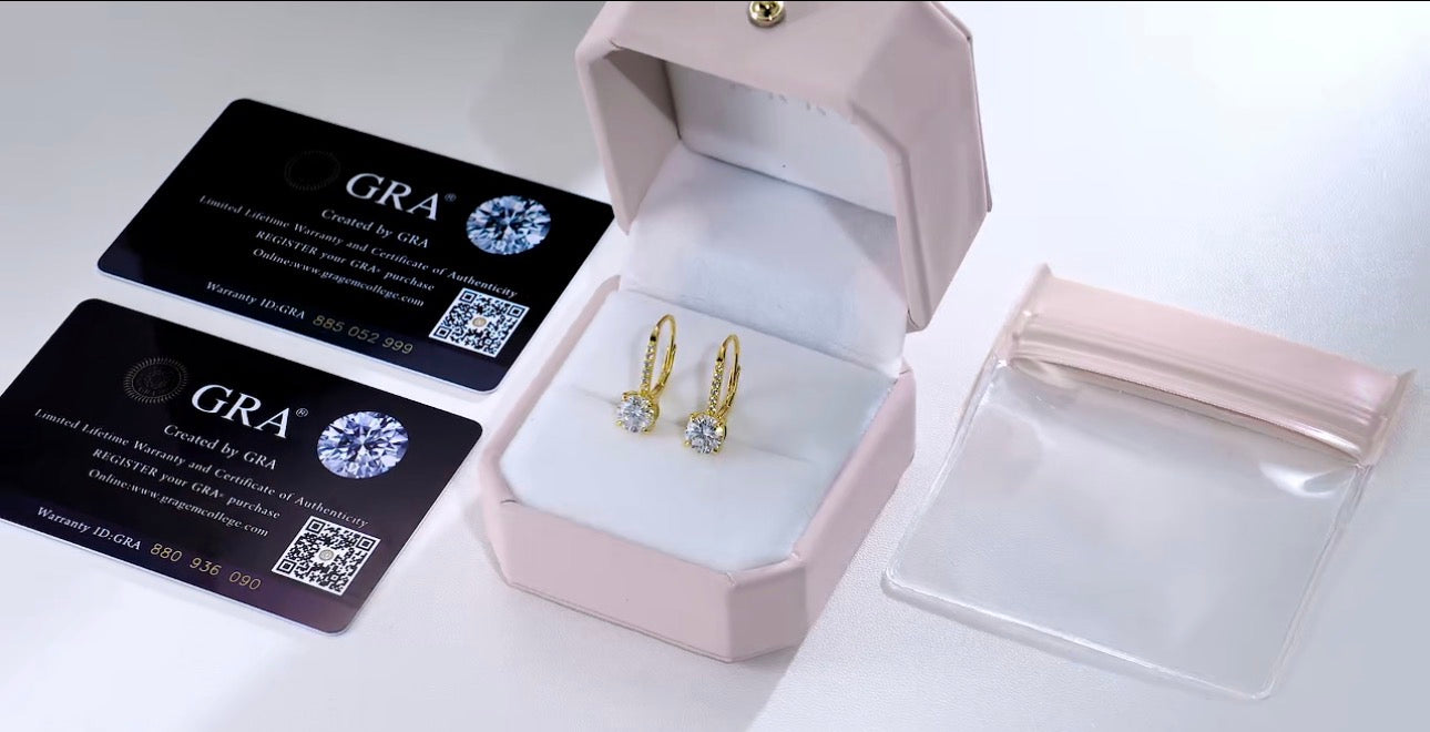 Mossainite Lab Diamond earrings clip back 925 sterling silver women gift 14k gold plated GRA leverback Drop dangle earrings