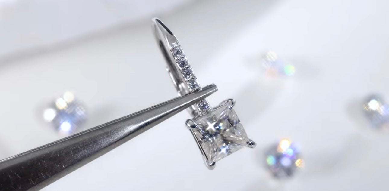 Mossainite Lab Diamond earrings clip back 925 sterling silver women gift 14k gold plated GRA leverback Drop dangle earrings