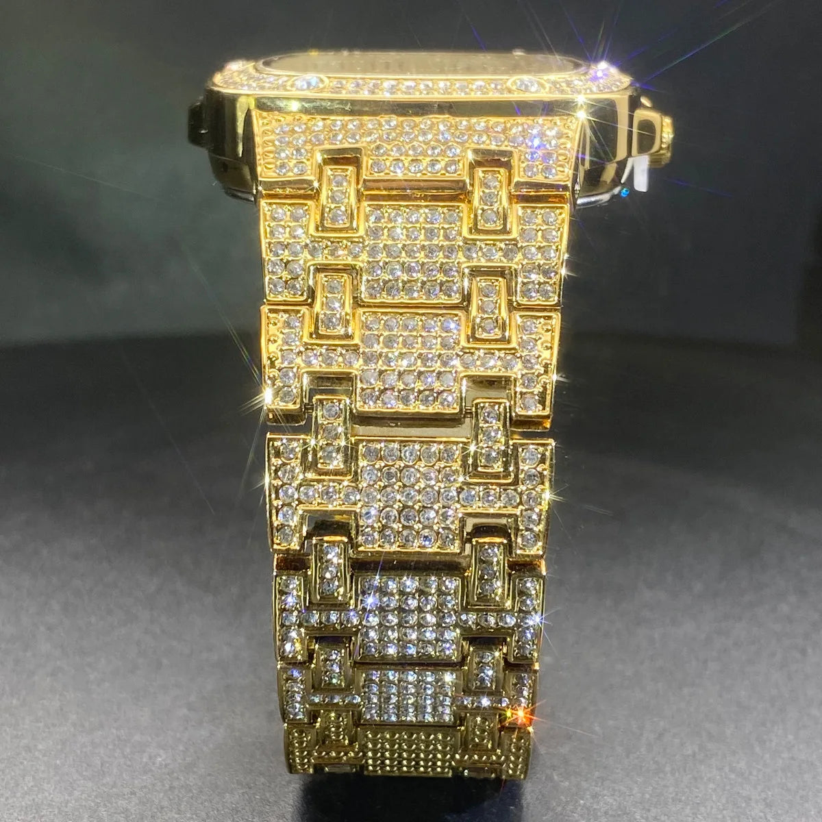 Square Wrist Watch for Men Women Shiny Full Stone Couple Quartz Watches Fashion Jewelry Classical Watch Clock Gold Silver Color